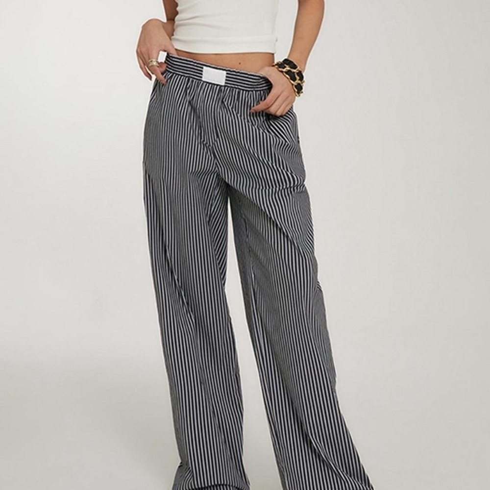 Nwt Commense Casual Striped Wide Leg Pants Small